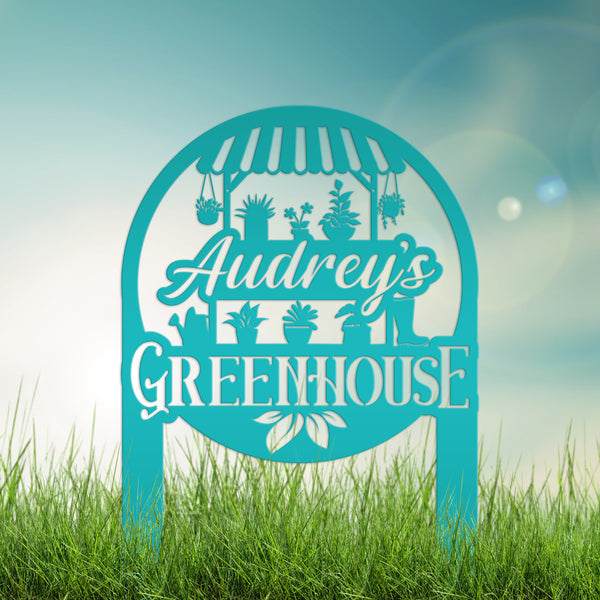 Greenhouse Design with flowers Metal Lawn and Yard Stake - Mother's Day Gift-Gift for Gardener
