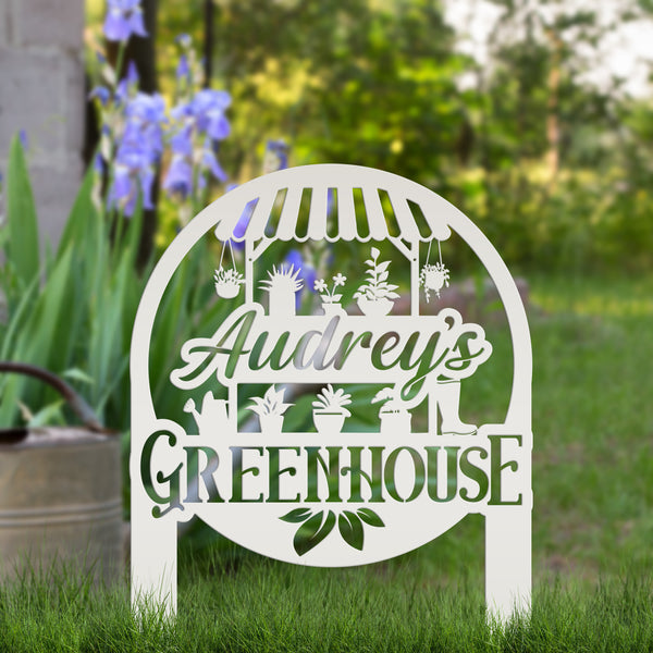 Greenhouse Design with flowers Metal Lawn and Yard Stake - Mother's Day Gift-Gift for Gardener