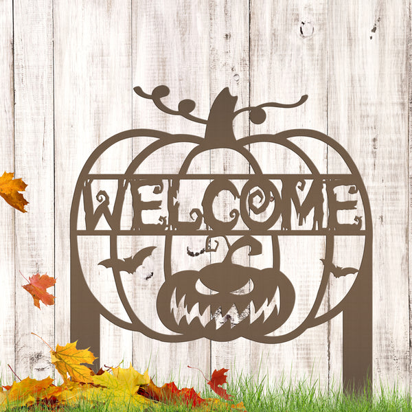 Jack O Lantern Metal Yard Stake - Halloween Decor