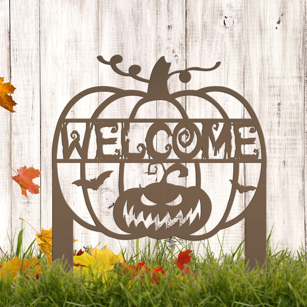 Jack O Lantern Metal Yard Stake - Halloween Decor