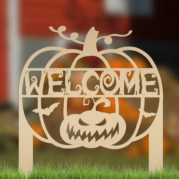 Jack O Lantern Metal Yard Stake - Halloween Decor