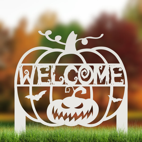 Jack O Lantern Metal Yard Stake - Halloween Decor