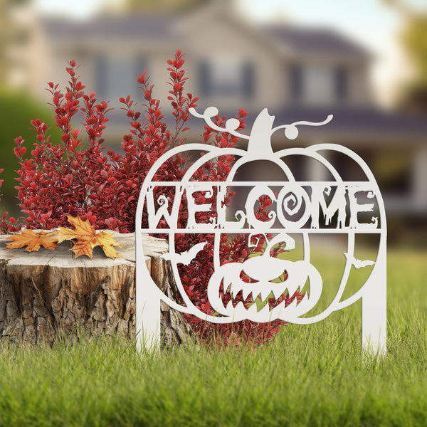 Jack O Lantern Metal Yard Stake - Halloween Decor