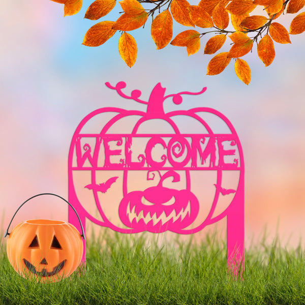 Jack O Lantern Metal Yard Stake - Halloween Decor