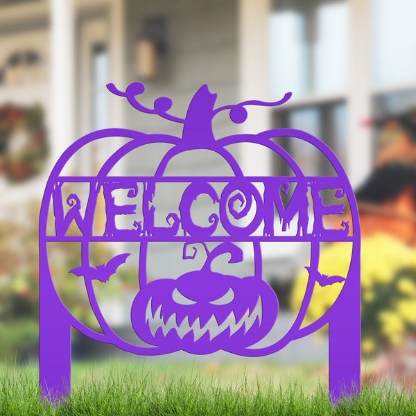 Jack O Lantern Metal Yard Stake - Halloween Decor