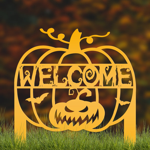 Jack O Lantern Metal Yard Stake - Halloween Decor