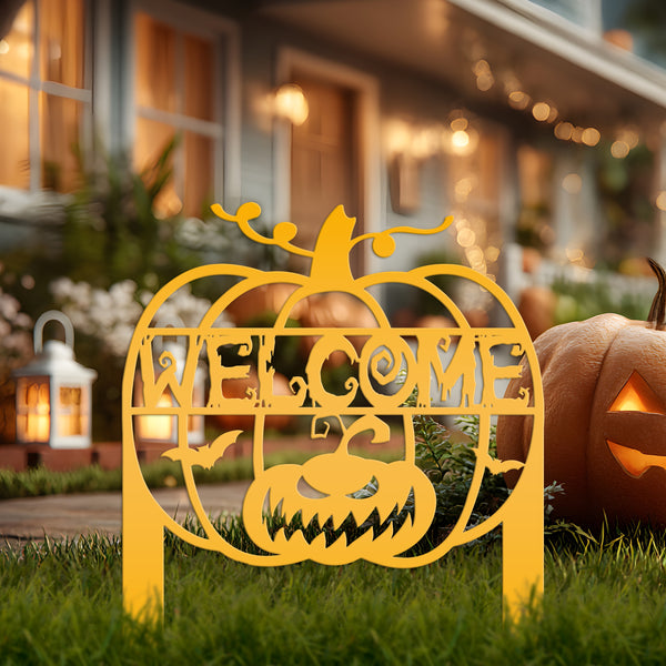 Jack O Lantern Metal Yard Stake - Halloween Decor