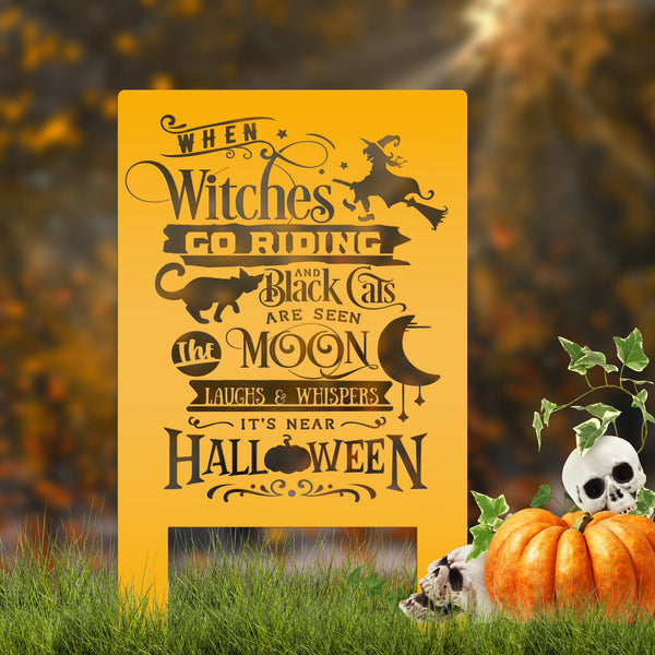 Cute Halloween Saying Metal Yard Stake - Halloween Decor