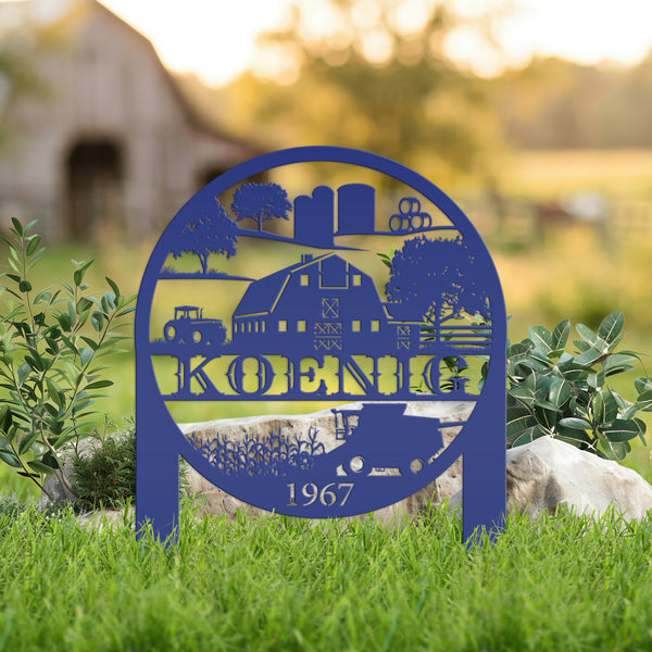 Custom Farm Scene Metal Garden Stake - Unique Home Decor - Charming Country Farming Yard Ornament - Rustic Outdoor Sign - Housewarming Gift