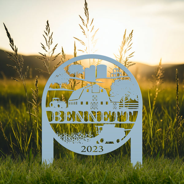 Custom Farm Scene Metal Garden Stake - Unique Home Decor - Charming Country Farming Yard Ornament - Rustic Outdoor Sign - Housewarming Gift