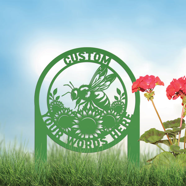 Custom Sunflower Garden Stake with Bee Design - Personalized Metal Yard Art - Honeybee Farmhouse Decor - Unique Farm Sign - Gift for Grandma