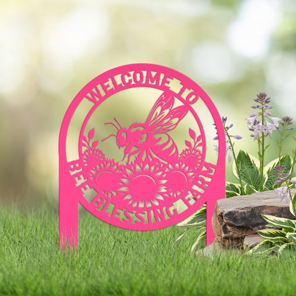 Custom Sunflower Garden Stake with Bee Design - Personalized Metal Yard Art - Honeybee Farmhouse Decor - Unique Farm Sign - Gift for Grandma