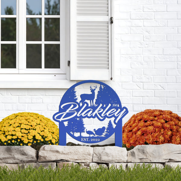 Custom Deer and Turkey Metal Yard Stake - Personalized Custom Lawn-Yard Sign, Gift for Hunter, Hunting Gift