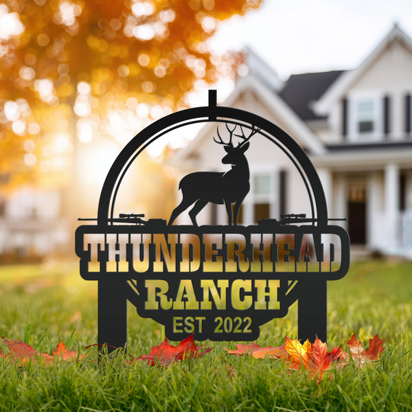 Personalized Deer Lodge Yard Stake - Deer Cabin-Club-Organization-Business Yard Stake- Deer Hunter Club-Lodge
