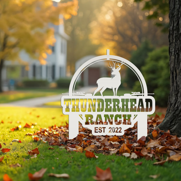 Personalized Deer Lodge Yard Stake - Deer Cabin-Club-Organization-Business Yard Stake- Deer Hunter Club-Lodge