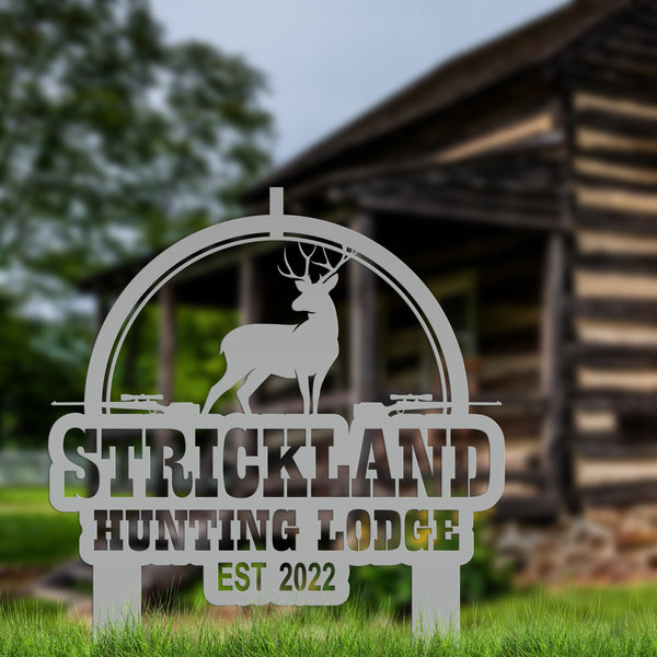 Personalized Deer Lodge Yard Stake - Deer Cabin-Club-Organization-Business Yard Stake- Deer Hunter Club-Lodge