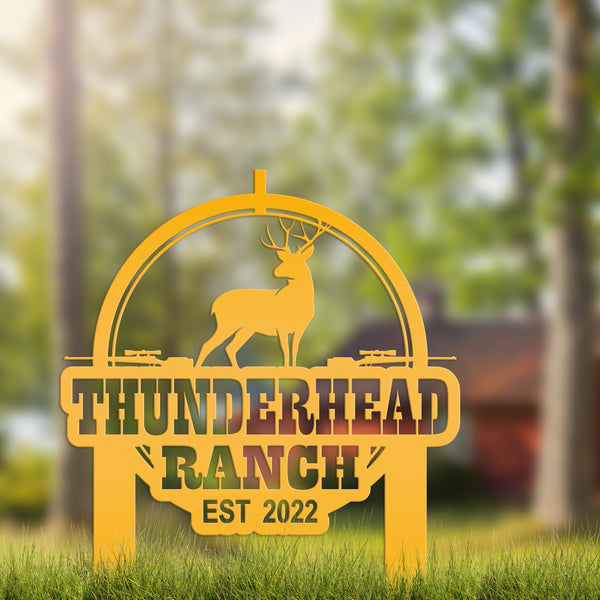 Personalized Deer Lodge Yard Stake - Deer Cabin-Club-Organization-Business Yard Stake- Deer Hunter Club-Lodge