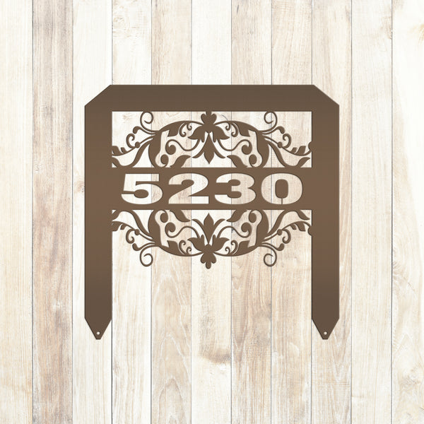 Scrolled Address Yard Stake - Decorative House Number- Address Stake - House Number -Address Yard Sign