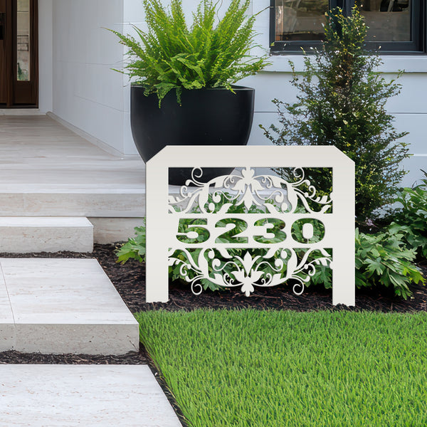 Scrolled Address Yard Stake - Decorative House Number- Address Stake - House Number -Address Yard Sign