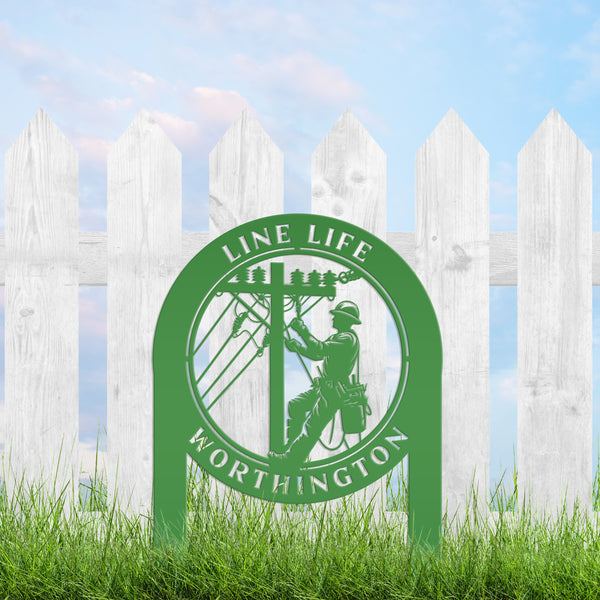 Custom Lineman Metal Yard Stake - Charming Personalized Lawn Stakes - Unique Linemen Garden Decoration - Outdoor Home Decor - Lineman Gift