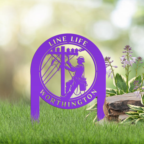 Custom Lineman Metal Yard Stake - Charming Personalized Lawn Stakes - Unique Linemen Garden Decoration - Outdoor Home Decor - Lineman Gift