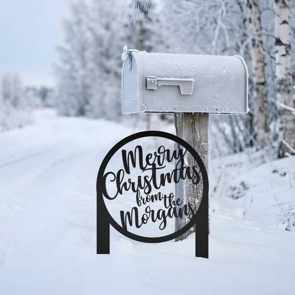 Personalized Merry Christmas Metal Yard Stake - Holiday Decor