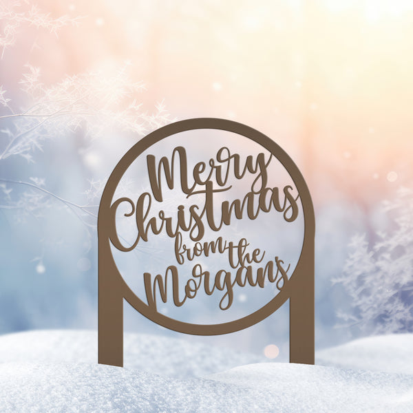 Personalized Merry Christmas Metal Yard Stake - Holiday Decor
