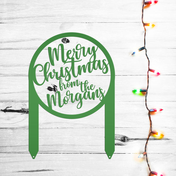 Personalized Merry Christmas Metal Yard Stake - Holiday Decor