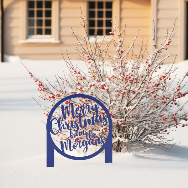 Personalized Merry Christmas Metal Yard Stake - Holiday Decor