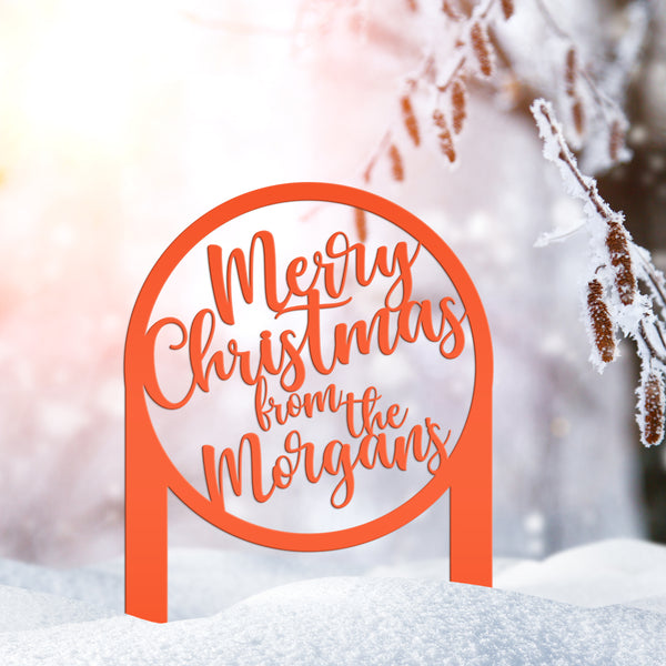 Personalized Merry Christmas Metal Yard Stake - Holiday Decor