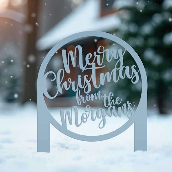 Personalized Merry Christmas Metal Yard Stake - Holiday Decor