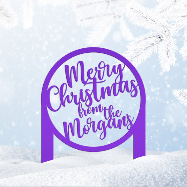Personalized Merry Christmas Metal Yard Stake - Holiday Decor