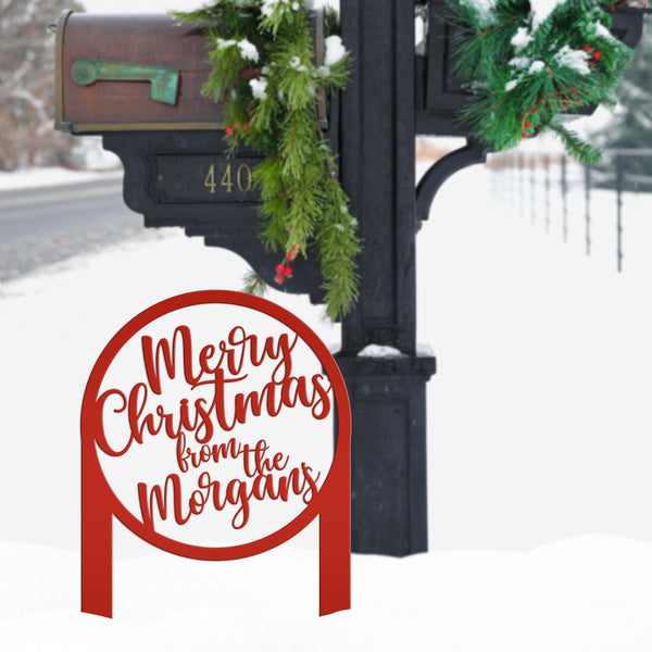 Personalized Merry Christmas Metal Yard Stake - Holiday Decor
