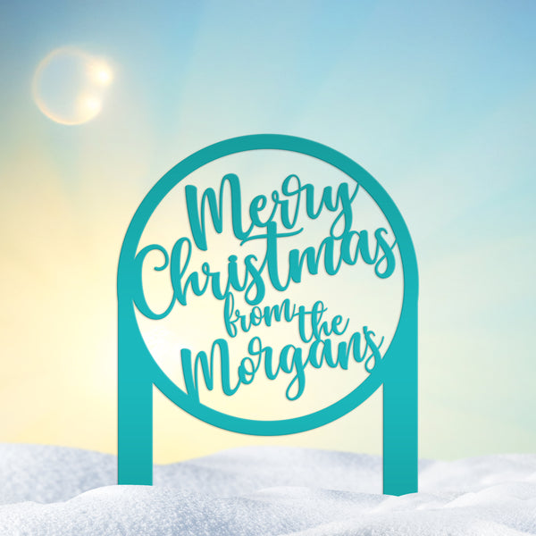 Personalized Merry Christmas Metal Yard Stake - Holiday Decor