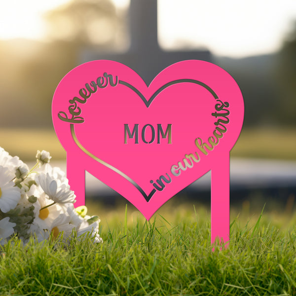 Custom Metal Heart Memorial Yard Stake - Unique Tribute Decor - Forever in our hearts - Personalized Sympathy Gifts - Gravestone Decoration