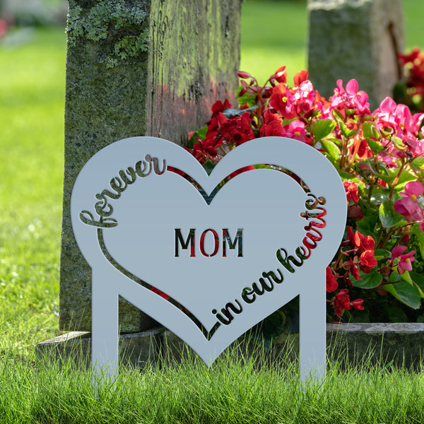 Custom Metal Heart Memorial Yard Stake - Unique Tribute Decor - Forever in our hearts - Personalized Sympathy Gifts - Gravestone Decoration