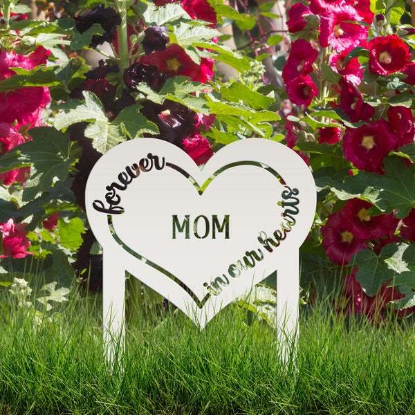 Custom Metal Heart Memorial Yard Stake - Unique Tribute Decor - Forever in our hearts - Personalized Sympathy Gifts - Gravestone Decoration