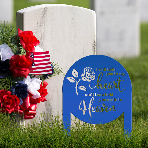 Memorial Metal Yard Stake for Memory Dedication Garden - Honor a loved one or special friend - Beautiful Rose Memorial Quote Metal Signs