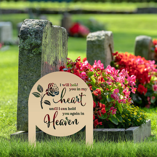Memorial Metal Yard Stake for Memory Dedication Garden - Honor a loved one or special friend - Beautiful Rose Memorial Quote Metal Signs