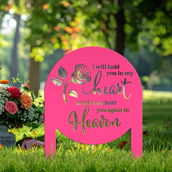 Memorial Metal Yard Stake for Memory Dedication Garden - Honor a loved one or special friend - Beautiful Rose Memorial Quote Metal Signs