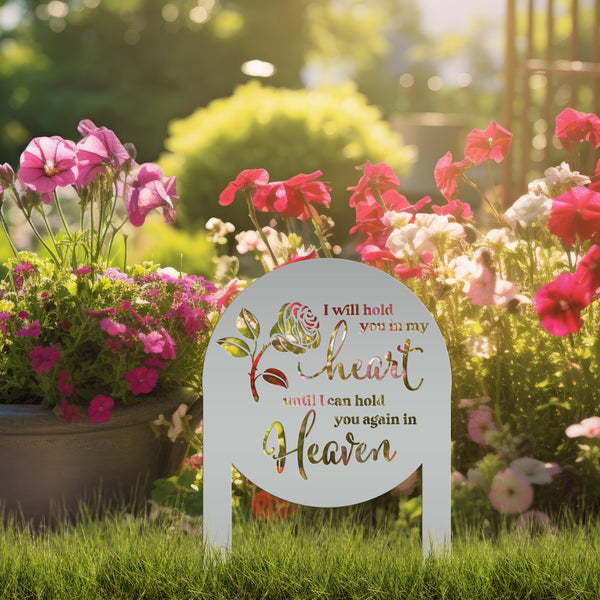 Memorial Metal Yard Stake for Memory Dedication Garden - Honor a loved one or special friend - Beautiful Rose Memorial Quote Metal Signs