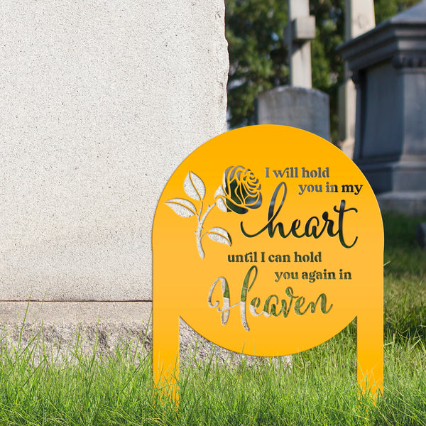 Memorial Metal Yard Stake for Memory Dedication Garden - Honor a loved one or special friend - Beautiful Rose Memorial Quote Metal Signs