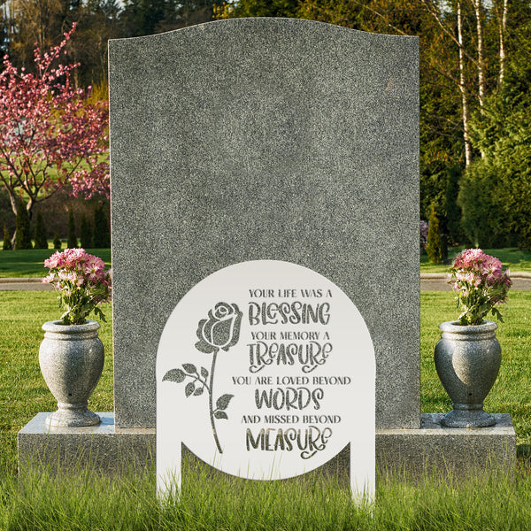 Memorial Metal Yard Stake for Memory Dedication Garden, Honor a loved one or special friend - Unique Rose Remembrance Quote Grave Decoration