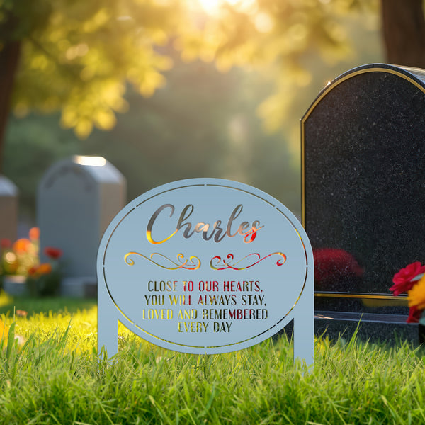 Memorial Metal Yard Stake - Unique Custom Keepsake for Remembrance - Personalized Memorial Gravestone Decoration - Comforting Sympathy Gifts