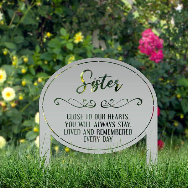 Memorial Metal Yard Stake - Unique Custom Keepsake for Remembrance - Personalized Memorial Gravestone Decoration - Comforting Sympathy Gifts
