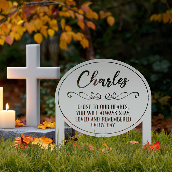 Memorial Metal Yard Stake - Unique Custom Keepsake for Remembrance - Personalized Memorial Gravestone Decoration - Comforting Sympathy Gifts