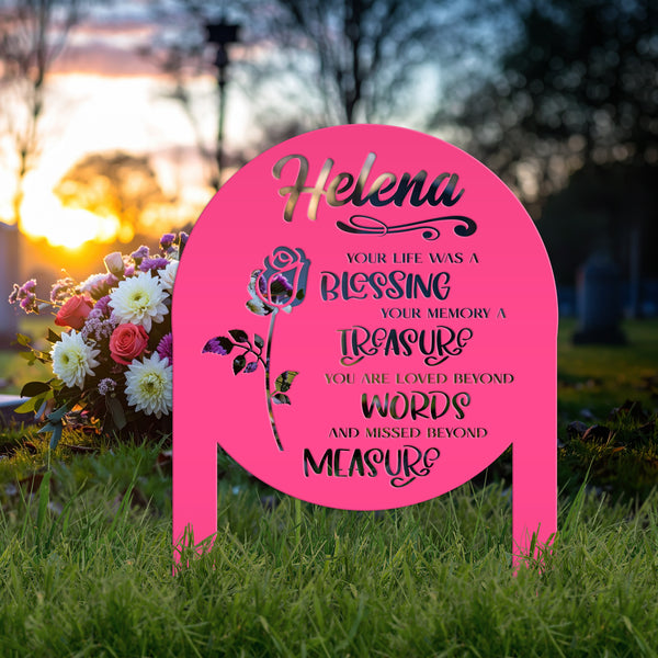 Memorial Sign, Custom Metal Yard Stake for Memory Dedication Garden, Honor a loved one, special friend, or pet with a personalized tribute