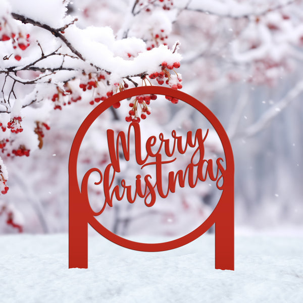 Merry Christmas Metal Yard Stake - Outdoor Christmas Decor