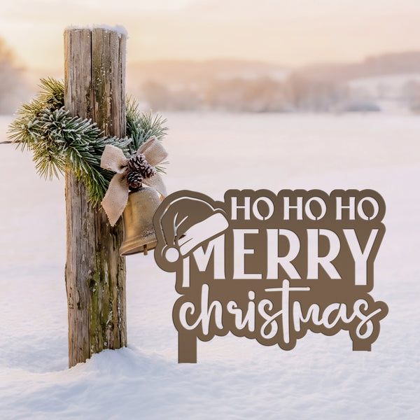 Merry Christmas Metal Yard Art - Seasonal Outdoor Decor - Santa Greeting Lawn Stake - Unique Holiday Welcome Display - Christmas Quote Sign