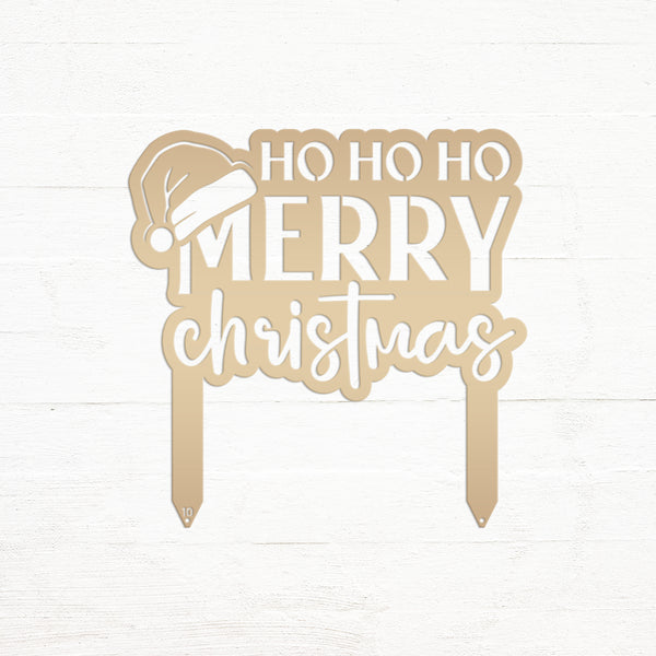 Merry Christmas Metal Yard Art - Seasonal Outdoor Decor - Santa Greeting Lawn Stake - Unique Holiday Welcome Display - Christmas Quote Sign
